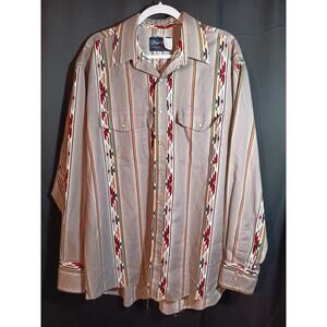 Vintage Wrangler Pearl Snap Shirt XL Western Aztec Rodeo Thick Brushhopper